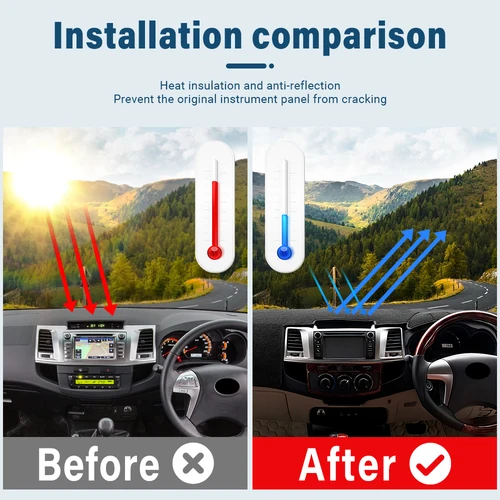 Imagen 2 del producto Para Toyota Hilux SW4 Fortuner AN10 AN20 AN30 AN50 AN60 2005-2010 2011 2012 1013 2014 tablero de coche cubierta Anti UV alfombrillas parasol