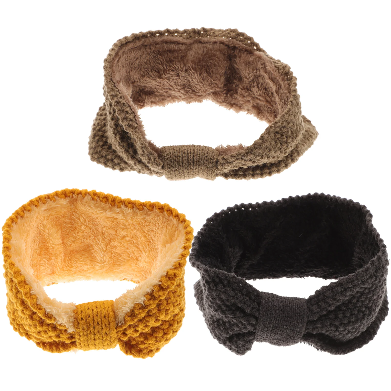 

3 Pcs Scarf Knitted Headband Miss Chunky Headbands for Women 19X10CM Cotton Crochet