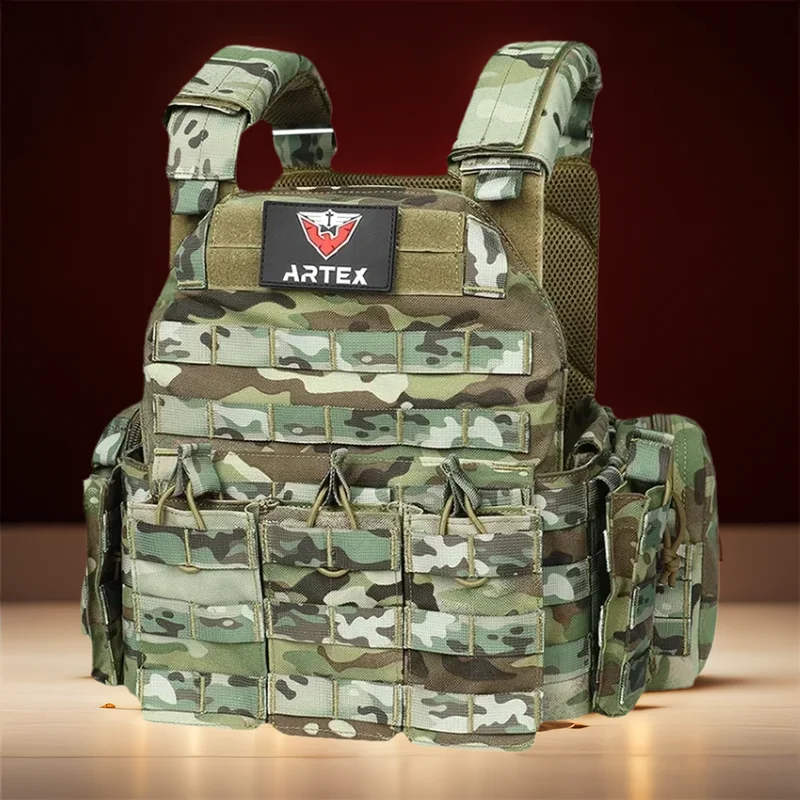 Gilet tattico con buste per piastre, armatura da caccia, gilet da allenamento regolabili, fodera in rete 3D traspirante