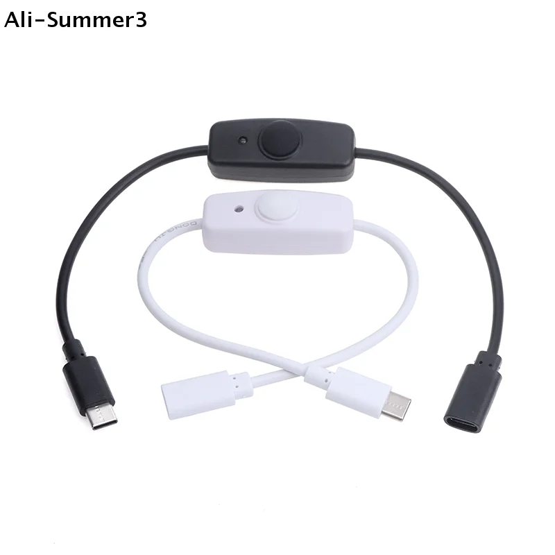 【YY】1Pc 2025 New USB Type C With ON/OFF Switch Power Button 30CM Charging Extension Cable Universal Type-C Extension Cable