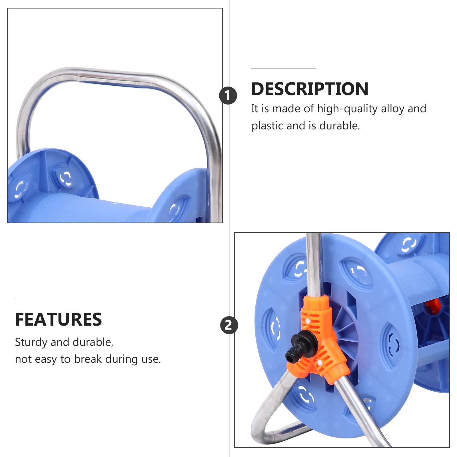 

Garden Hose Reel Water Pipe Holder Durable Plastic Alloy Blue Rotating Rack Easy Assemble Strong Buckle Saves Time For Pipes