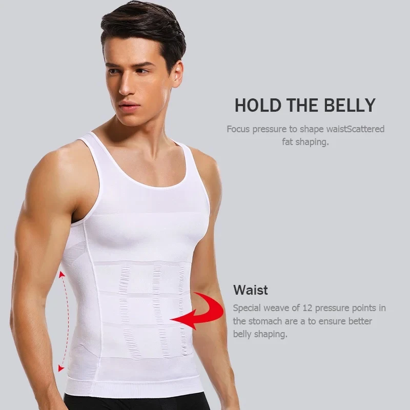 Men\'s Slimming Shaper Vest Elastic Body Shapewear Compression Abdominal No Sleeves Vest Breathable Fitness Sport Shaping Shirt