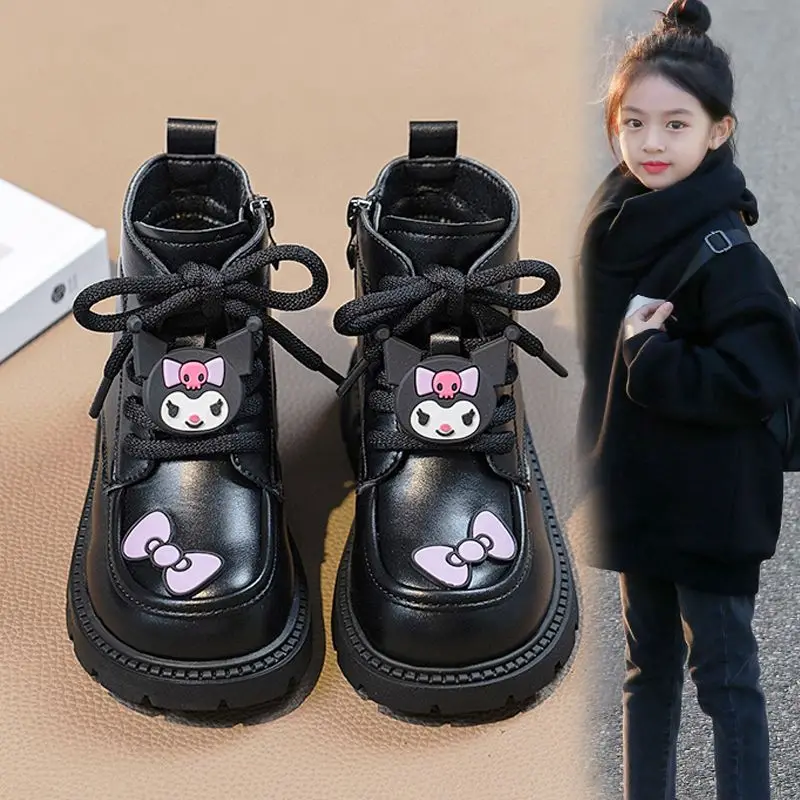 

Kawaii Kuromi My Melody Sanrio Студенты Милые теплые ботинки с героями мультфильмов Детские удобные нескользящие ботинки Туфли на плоской подошве Подарок для детей