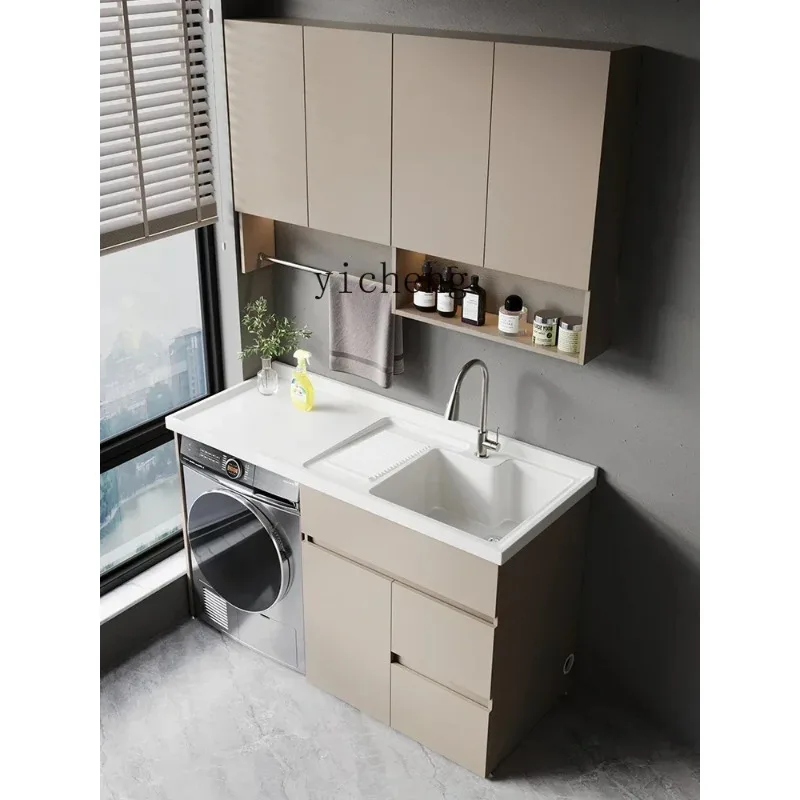 TP-28  drum washing machine wash basin integrated balcony cabinet combination laundry basin granite