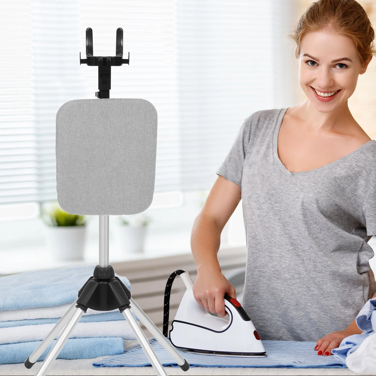 

Standalone Ironing Rack Foldable Stable Four-Legged Base Built-in Ironing Board for Flat Hanging Garment Steamer Rack Clothes