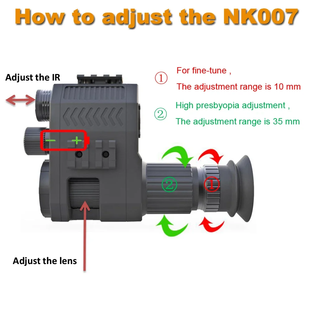 Imagem -06 - Megaorei-caça Riflescope Visão Noturna Óptica Monocular Câmera Infravermelha Gravação de Vídeo Fotográfico 200400m in Darkness Nk007