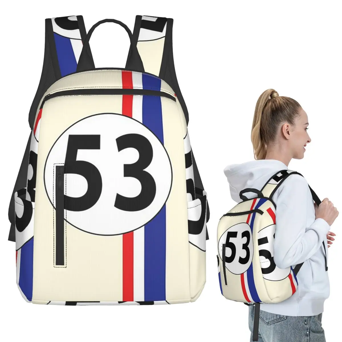 

Herbie Number 53 Backpack Student BookBag Children School Bag Laptop Shoulder Bags Boys Girls