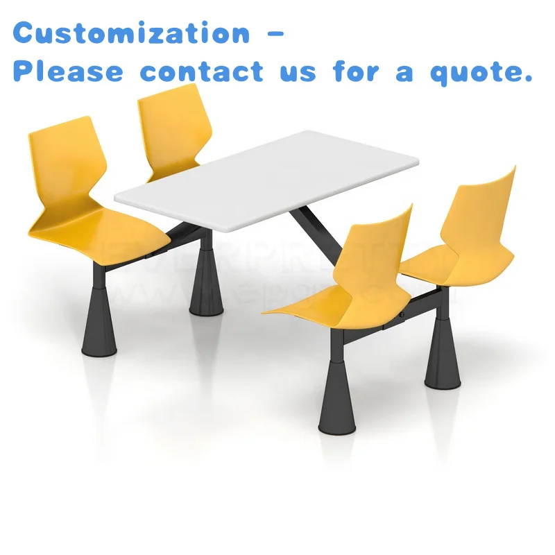 

custom.Canteen Modern Steel Iron Industrial Metal 4 Seats Plastic Waterproof Strong Canteen Table and Chair