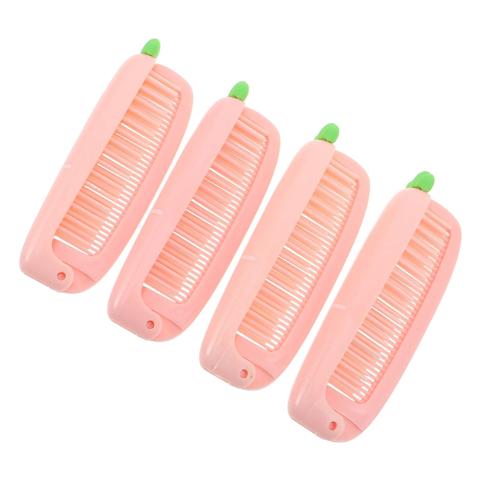 4Pcs Carrot Kids Folding Fine Tooth Comb Children Cartoon Pocket Comb Travel Portable Hair Brush School Party Holiday Use