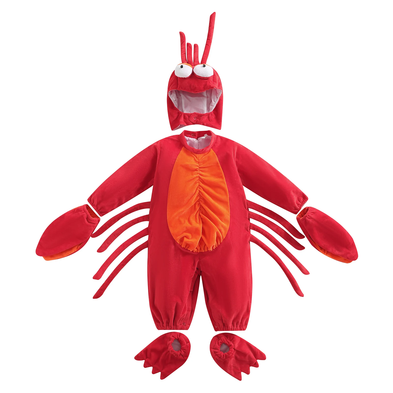 2024 Halloween Baby Cosplay Romper Cartoon Dinosaur/ Lobster Appearance Animal Performance Costume Cosplay Rompers