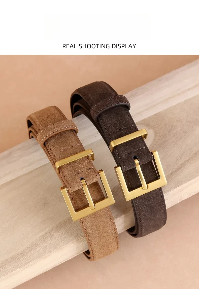 3cm New Women's Leather Belt with Needle Buckle Suede Waist Belts Cowhide Versatile Decoration Jeans Designer Clothes Waist Belt