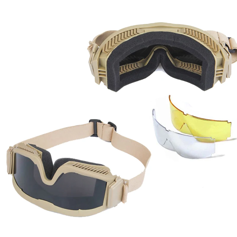 

Men Outdoor CS Wargame Military Ballistic Goggles Anti-Frog Hunting Shooting Safety Glasses Tactical Sunglasses 3 Lens
