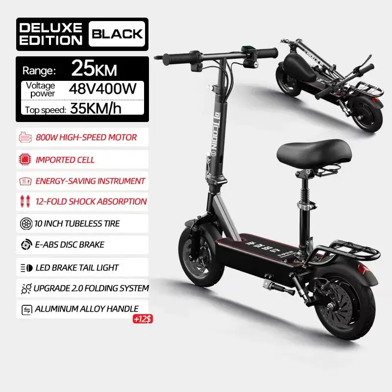 New Powerful Folding Electric Scooter/Ebike with Lithium Battery Digital Display 3-Speed Pedal-Assist for City Use