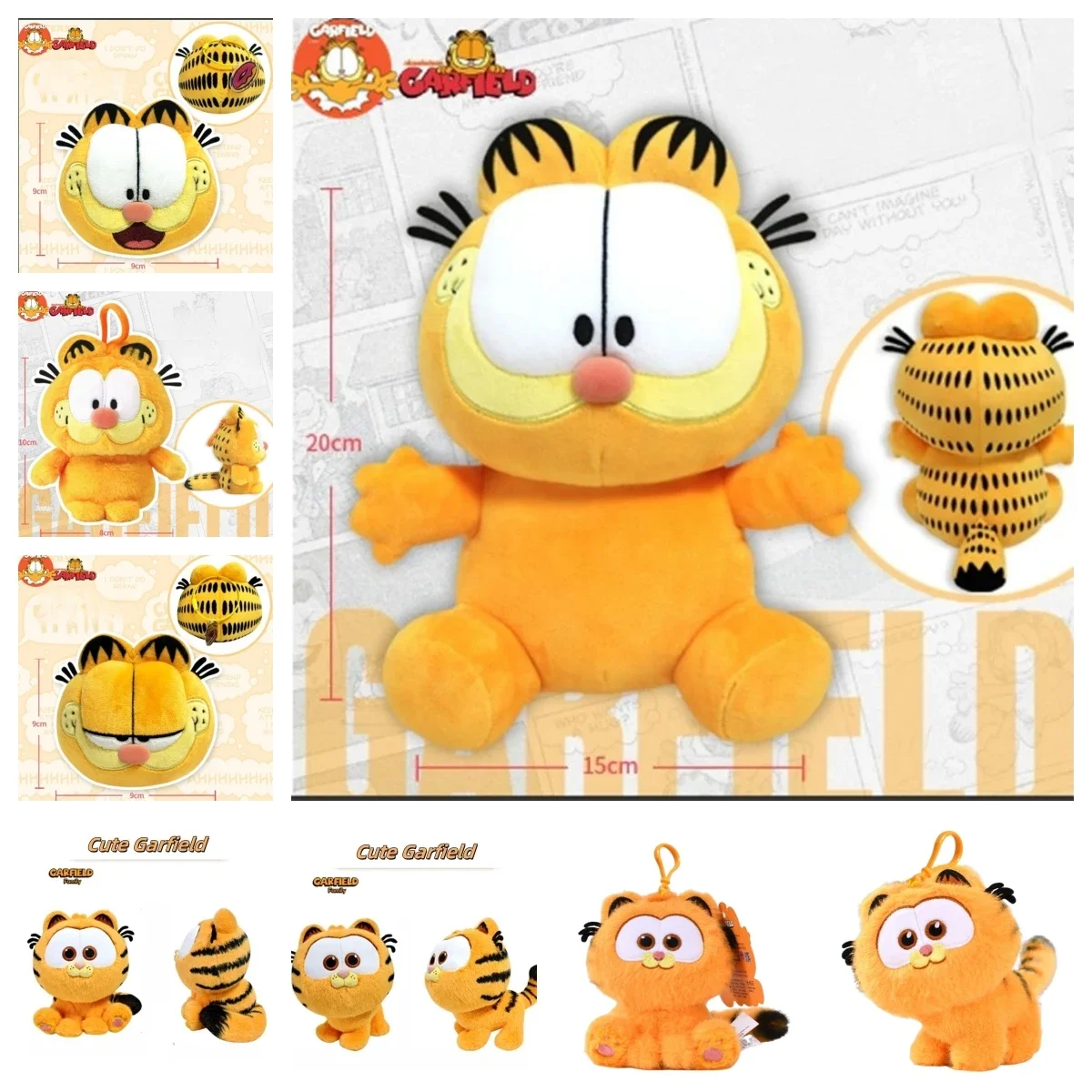 Garfield animais de pelúcia brinquedo boneca kawaii plushie chaveiro brinquedo dos desenhos animados mochila pingente anime gato pelúcia decoração presente