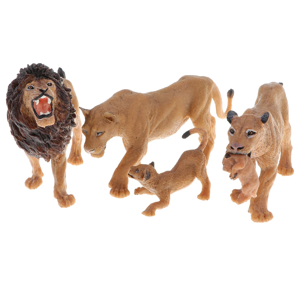 4PCS Lion Figurines, Animals Figures Includes Lion Cubs, Educational Toy Christmas Birthday Gift