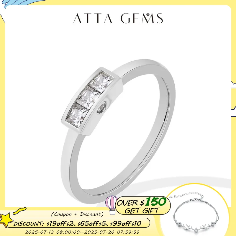 

ATTAGEMS Luxury DVVS1 Diamond Moissanite Rings S925 Sterling Silver Ring 18k Gold Plated Engagement Marry Jewelry for Women Gift