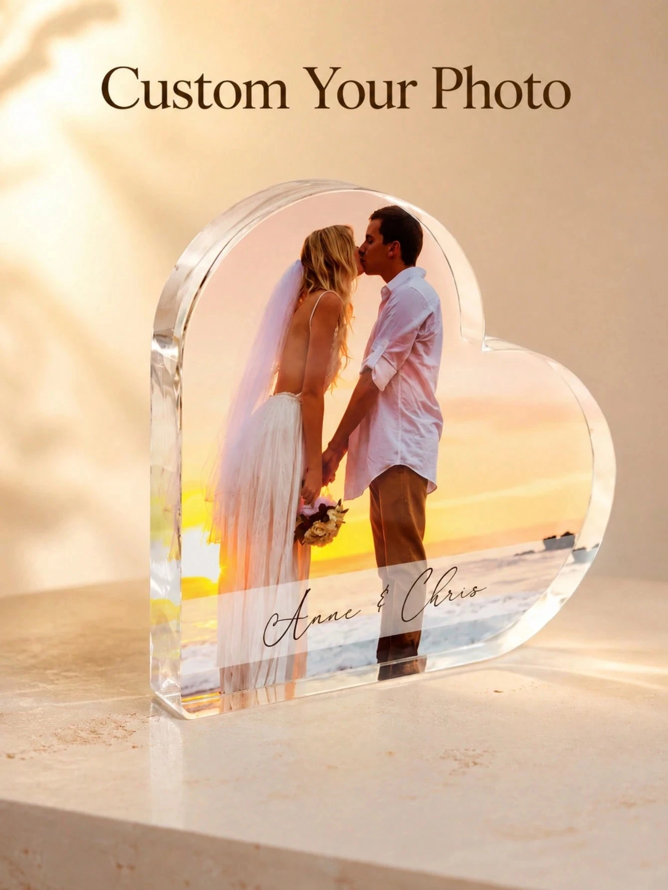 Customizable Acrylic Heart-Shaped Plaque Photo & Text Birthday Gift Sentimental Keepsake Thoughtful Present with Personalization