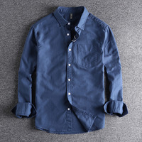 Basic Minimalist Men Shirt Jacket Pure Cotton Washed Oxford  Military Light Casual Work Safari Style Shirts Mens Tops Shirt