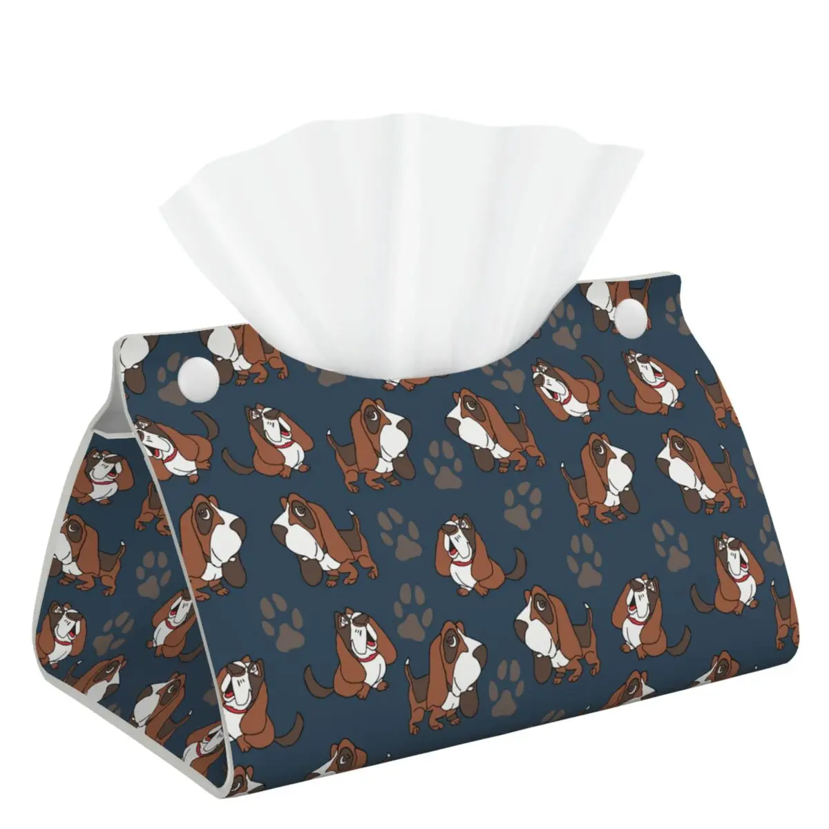 

Modern Basset Hound Dog Tissue Box Cover Holder Leather Tissue Organizer Holder For Livingroom