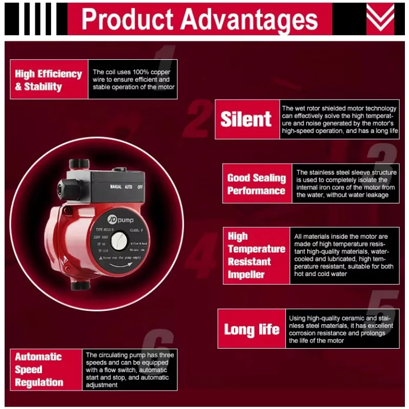 WPA15-110 AC110/230v Hot/Cold Water Heater Circulating Pump System Automatic Booster Pump view 5