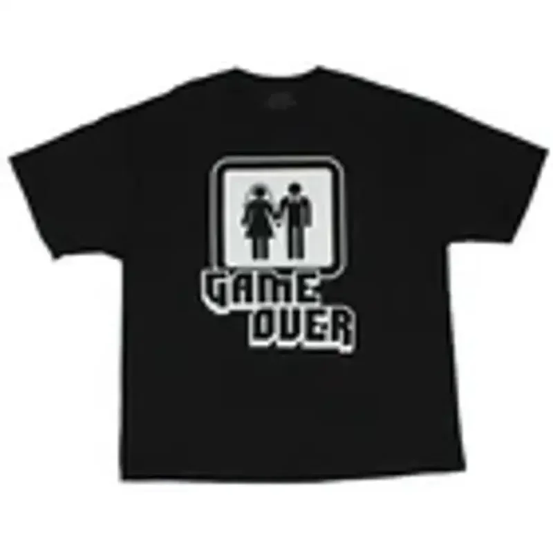Game Over T-Shirt für Erwachsene, Stick Figure Wedding 8 Bit Logo