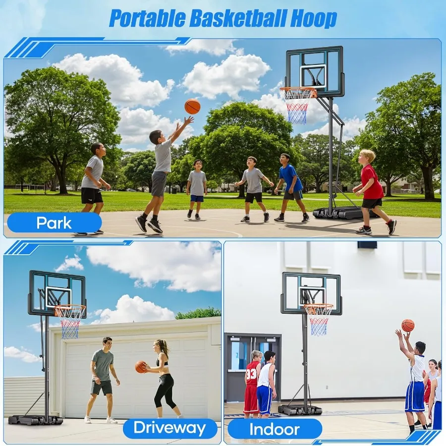44 طوق كرة سلة محمول خارجي 5.5-10 قدم ستبليس ارتفاع قابل للتعديل نظام هدف كرة السلة للفناء الخلفي للممر لجميع Ag
