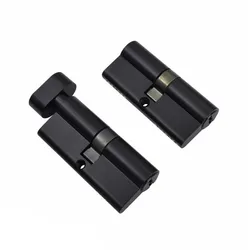 European 60 70 80 90 100MM Length All-Copper Black Lock Cylinder Push Single/Double Open With Knob Lock Cylinder