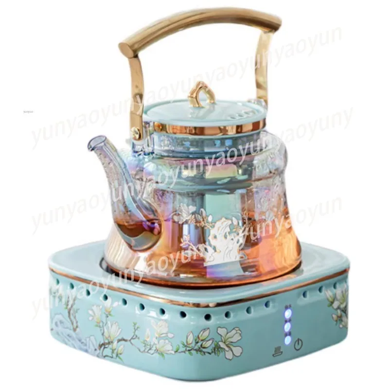 

Электрическая керамическая подставка для чайника, стеклянный подогреватель для чая с ручкой-петлей и боковой ручкой, набор для домашнего заваривания чая