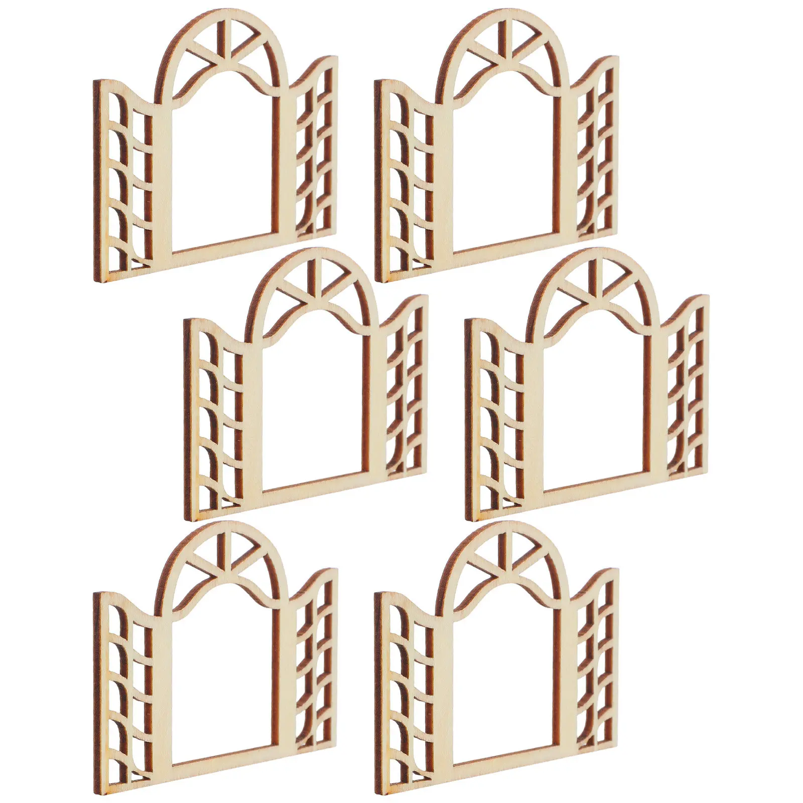 

6Pcs Unfinished Wooden Mini Window Frames 2.56x1.97 Inch Paintable Miniature Dollhouse Decor Craft Supplies for Beginners