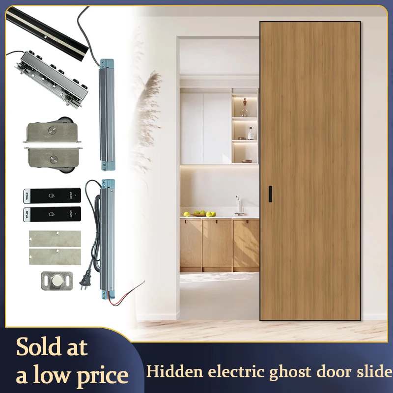 Electric New Trackless Ghost Door Hardware Bathroom Ghost Door Invisible Track Sliding Door Special Hanging Pulley Buffer