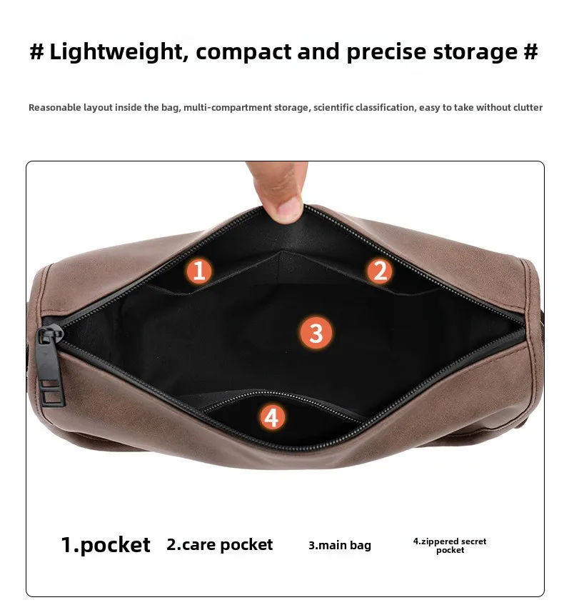 2025 Spring New Men's Shoulder Bag Crossbody Bag PU Leather Anti Splashing Large Capacity Fashionable Solid Color Explosive