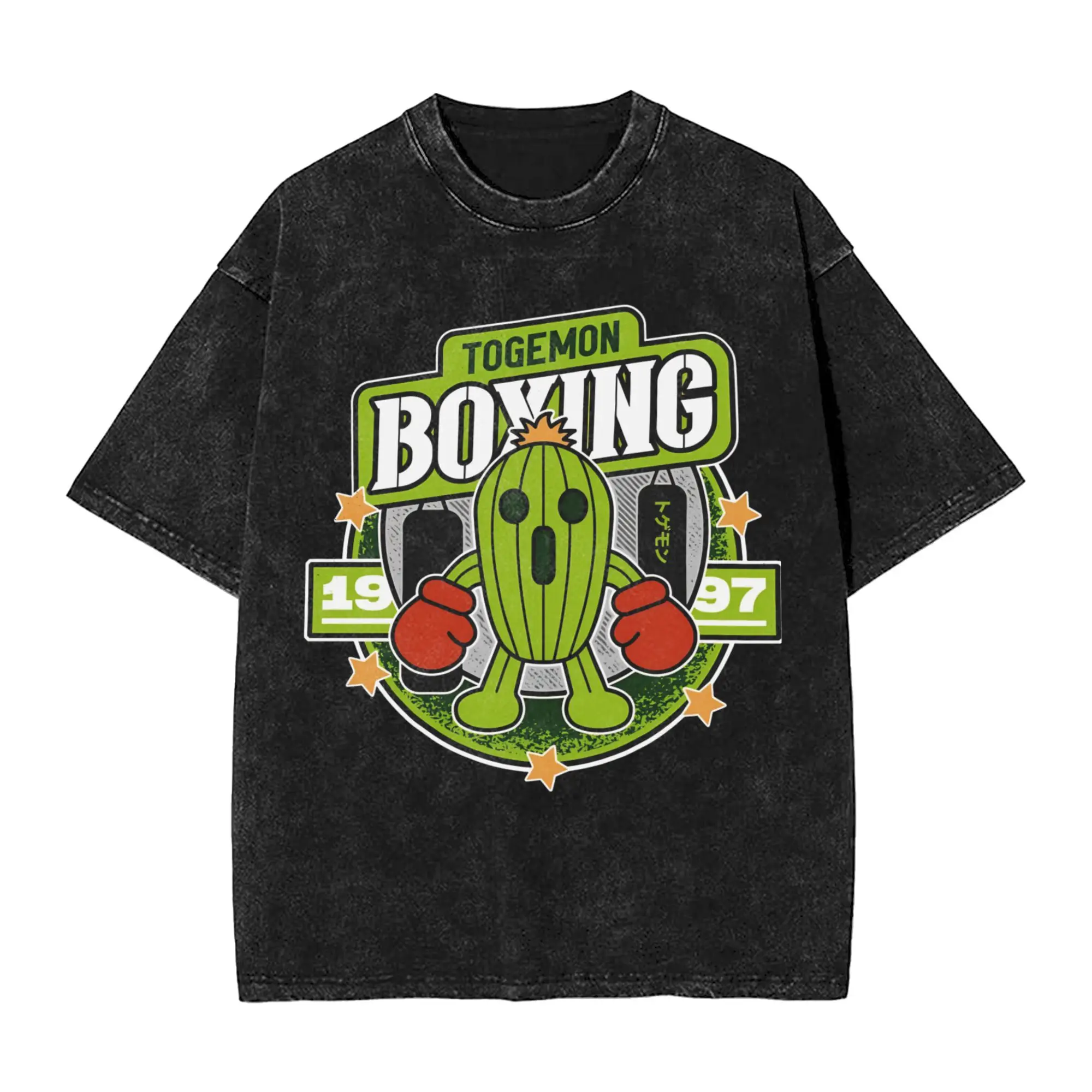 

Togemon Boxing Digital Monster Digimon Outfit Washed T Shirt for Men Women Streetwear Hip Hop T-Shirts Graphic Tees 100% Cotton