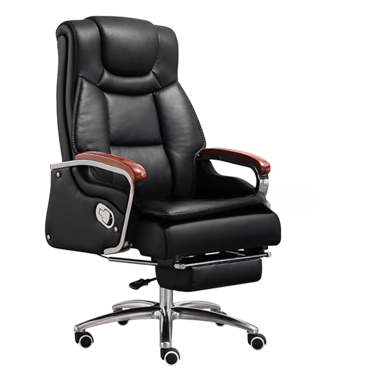 

Genuine Leather Boss Office Chair Comfortable Computer Household Reclining Massage Chair Large Class Rotating Lift