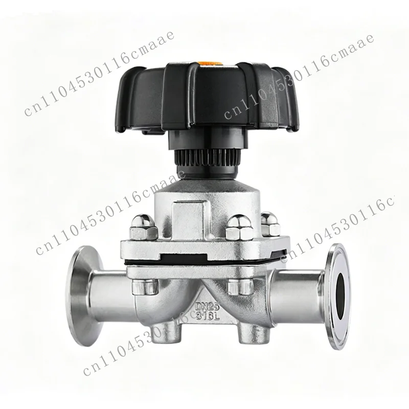 Sanitary stainless steel 316L three-clip manual handwheel DN10 sealed flow control diaphragm valve