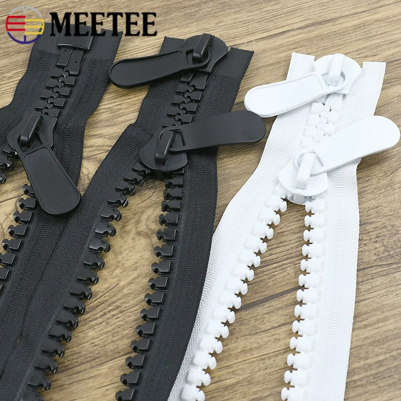 

2Pcs Meetee 20# 70-150cm Black White Open-End Zippers Extra Large Resin Zipper for Sewing Tent Ziper Coat Zip Closure Repair Kit