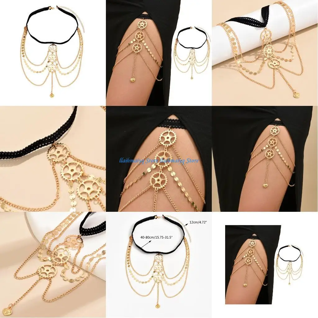 573B امرأة متعددة الطبقات الجوف خارج والعتاد سلسلة السيدات روك الصيف شاطئ البحر الساق سلسلة