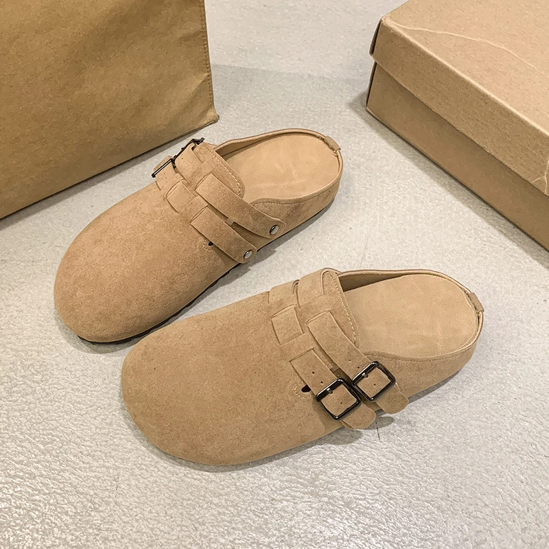 2025 New Suede Women Clogs Slippers Fashion Cork Footbed Beach Slippers Soft Cork Nonslip Women Clogs Slippers With Arch Support