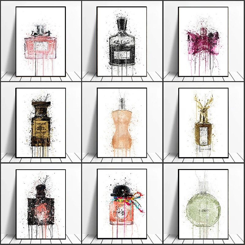 Perfume Bottle Graffiti Art Beauty Salon Decoration Painting Fashion Fragrance Prints Canvas Poster Interior Wall Home Pictures