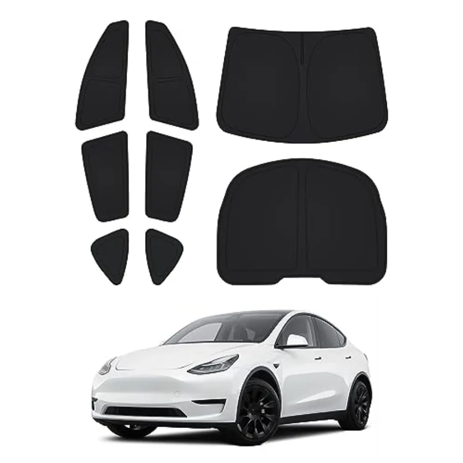 

Солнцезащитный козырек для Tesla Model Y 2020-2024: Комплект боковых и задних солнцезащитных шторок, защита от солнца для камеры и автомобиля