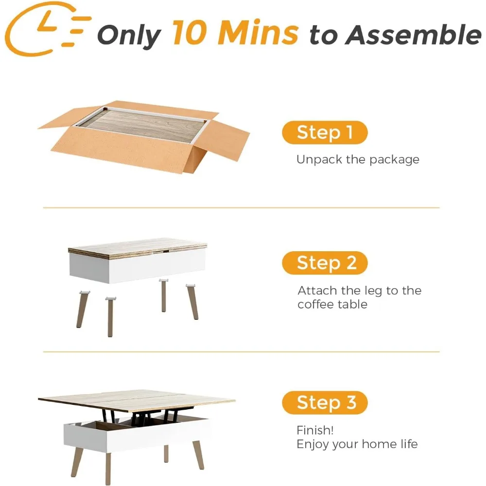 3 in1 Lift Top Coffee Table,  Multifunction Coffee Table, Coffee Table Converts to Dining Table, Lift Top Dining Table Work Desk