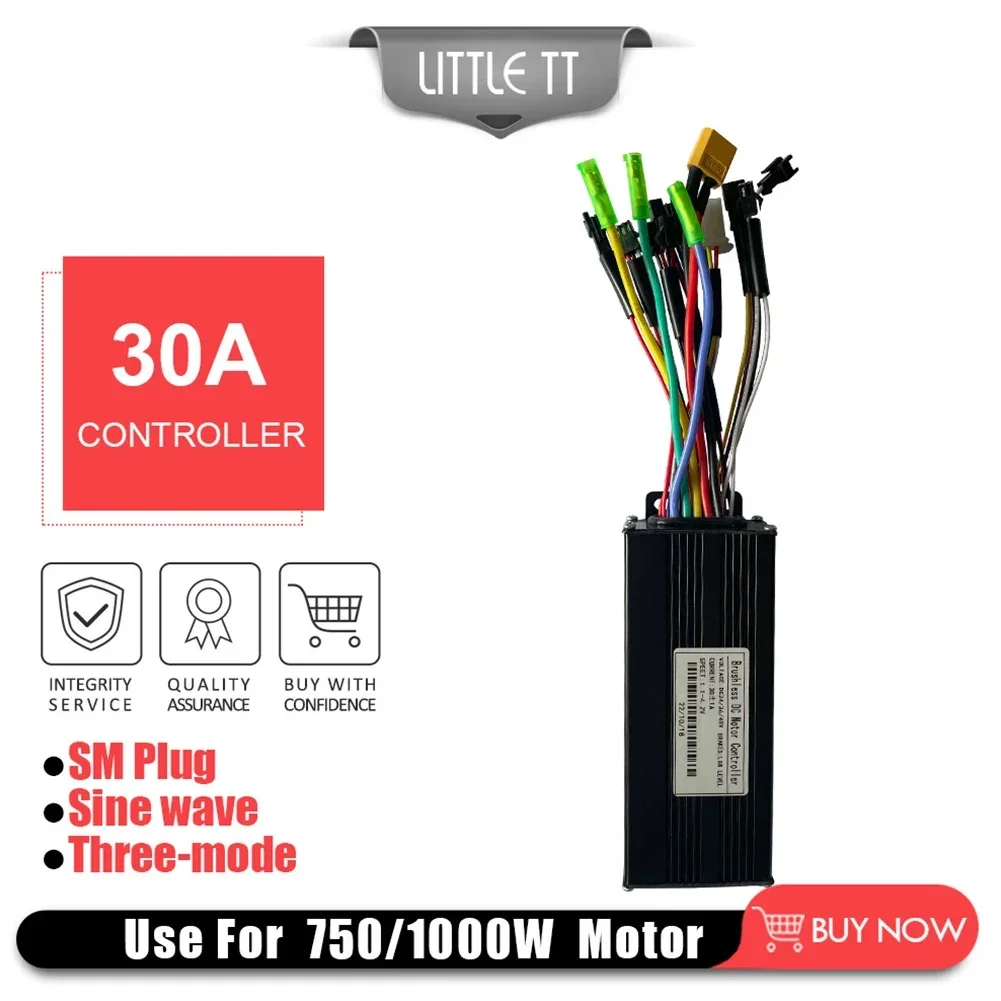 

SPORTFUNSF JN 24/36/48V E-Bike Sine Wave 30A 750/1000W SM Three Mode Brushless Controller For Electric Scooter Electric Bicycle