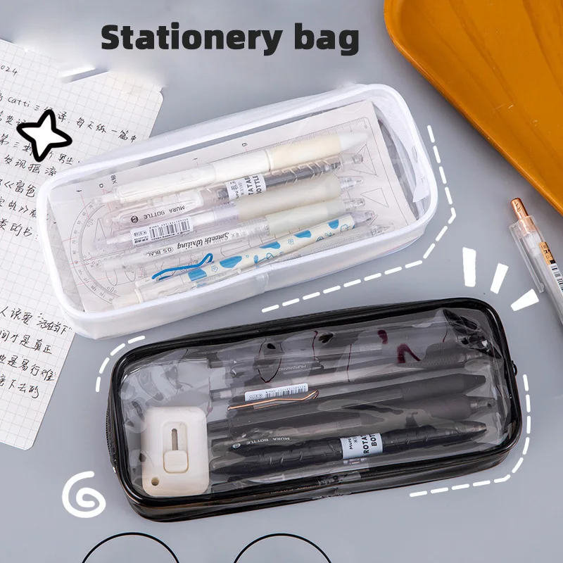

Makeup Brush Storage Bag Pencil Case Portable Waterproof Transparent Cosmetic Bag Zipper Sundries Organizers Stationery student