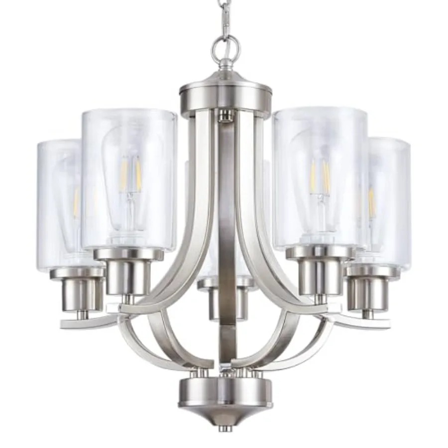 

5-Light Dining Room Chandelier, Modern Small Chandeliers Farmhouse High Ceiling Pendant Light Fixtures for Living Room, Kitchen