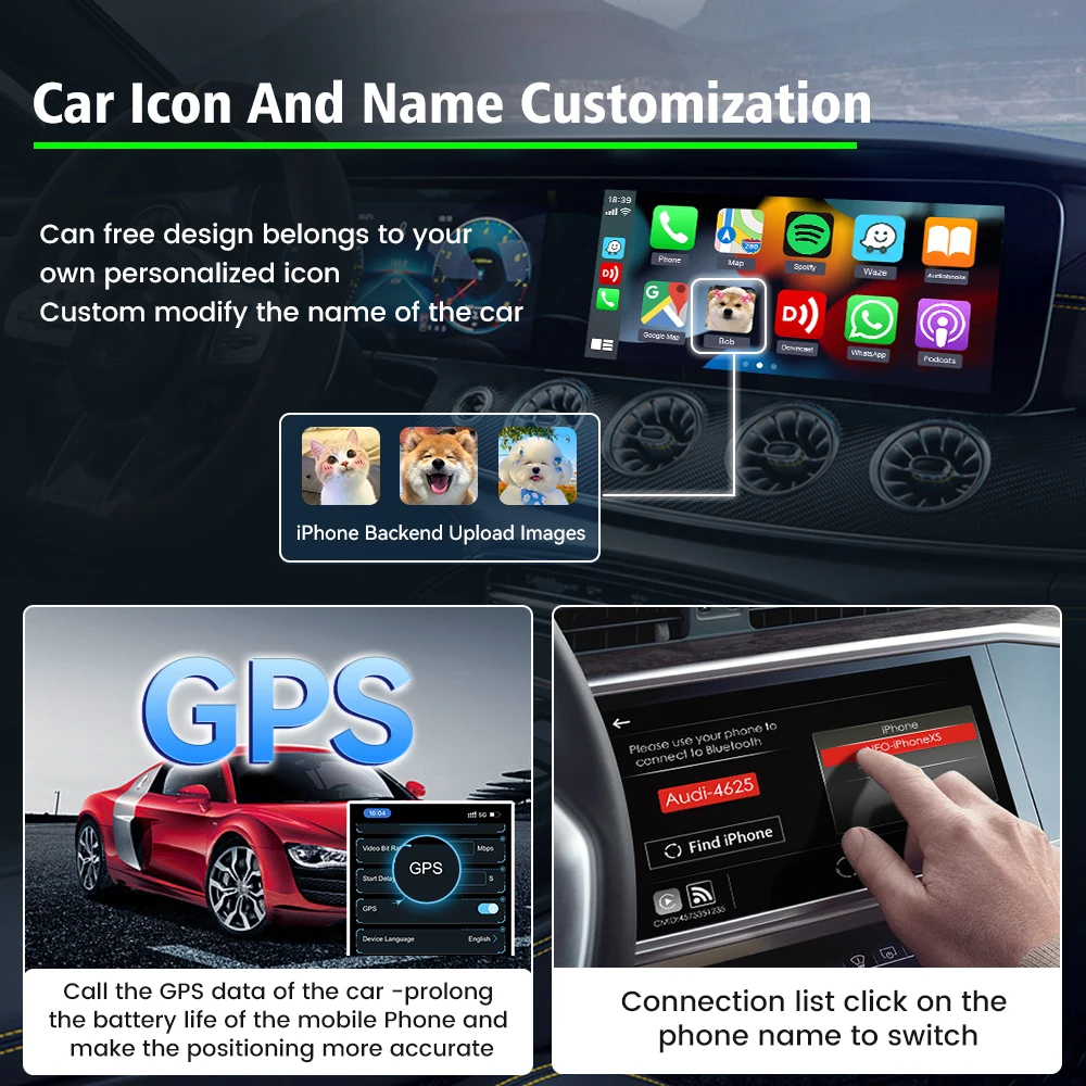 Carlinkit Wireless CarPlay Dongle Mini Adapter bezprzewodowy przewodowy do bezprzewodowego CarPlay Car Smart Box Plug And Play Waze Spotify iOS17