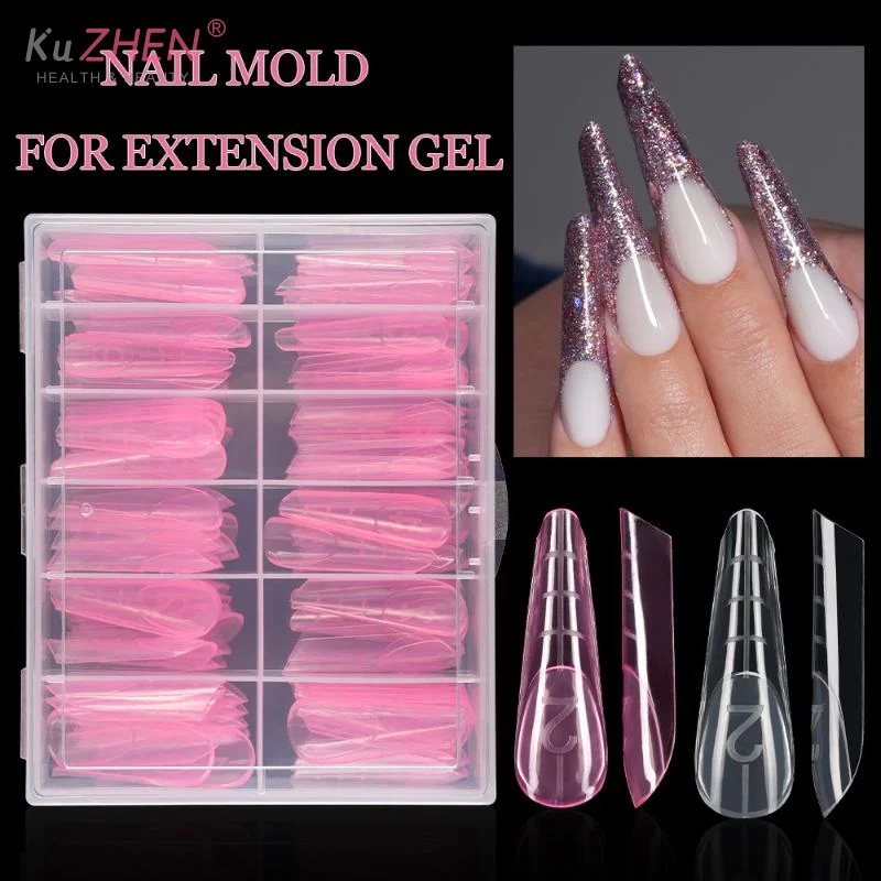 120pcs Nail Mold With Edges Scale Inside Acrylic False Nails Tips Quick Building Gel Mold Extension Top Upper Forms Extension