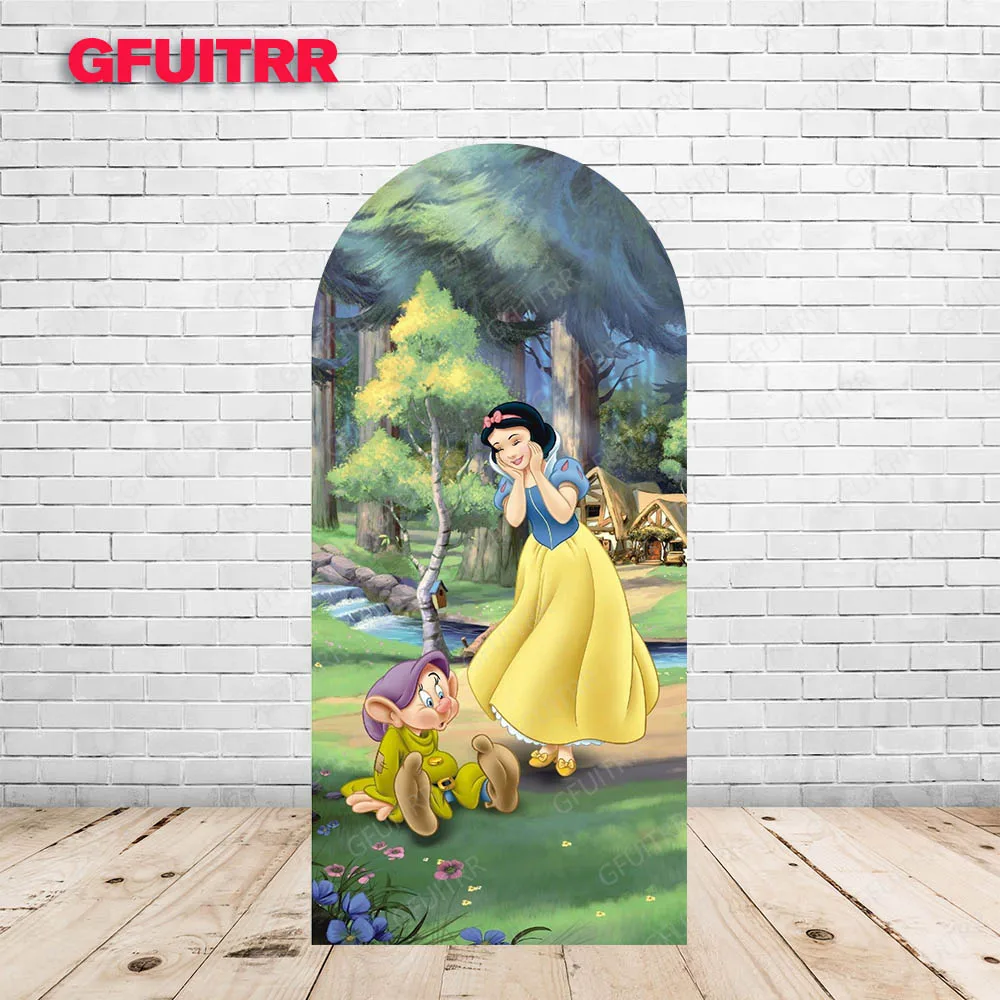 Snow White Backdrop Arch Cover Girl Birthday Decoration Photography Background Girl Boy Party Polyester Photo Booth Prop