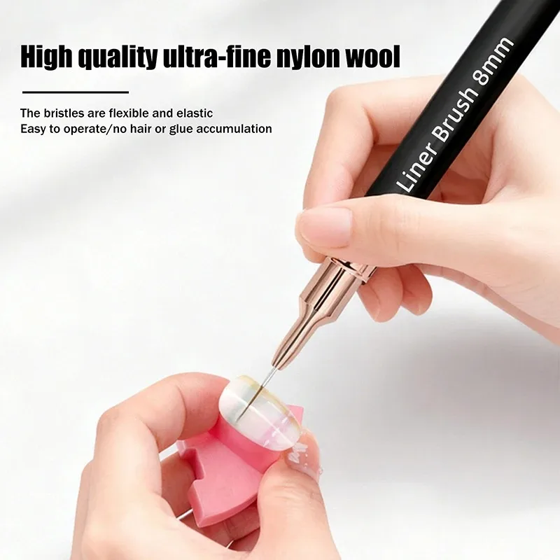 5PCS Nail Art Liner Brushes Sizes Painting Nail Design Pen 4/8/12/20/25mm Drawing Tool For Long Lines Thin Details Manicure Pen