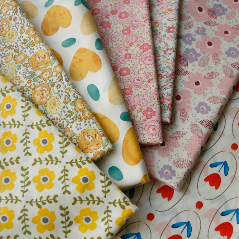 140x50cm Spring and Summer Small Floral Poplin Cotton Sewing Fabric, Making Doll Clothes Clothing Handmade DIY Cloth