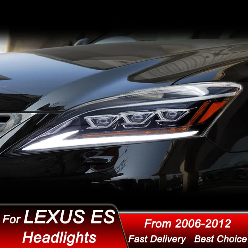 

Горячие автомобильные фары для Lexus ES350 ES200 06-12, полностью светодиодные фары нового стиля в сборе, обновленный комплект аксессуаров для линз проектора