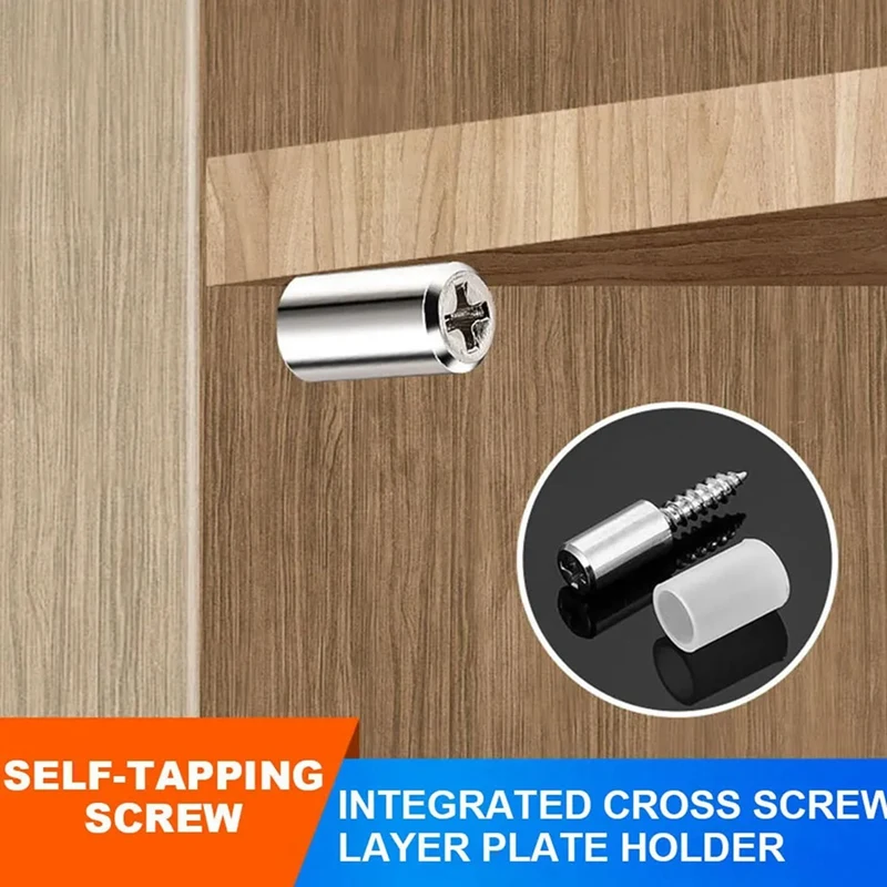 HOT! 100PCS Fixed Support Self-Tapping Cross-Screw, Wardrobe Cabinet Glass Partition Nails Cross, With Rubber Sleeve